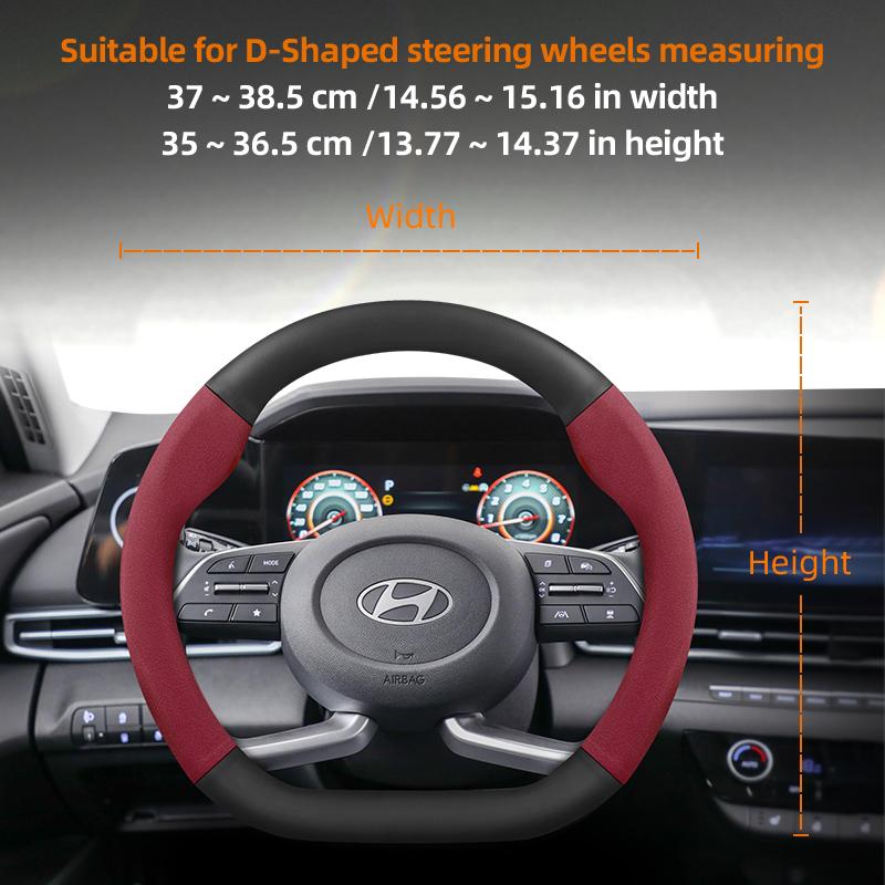Suitable for Hyundai Suede Matte Carbon Fiber Texture Steering Wheel Cover I30 Tucson I20 Accent I10 I40 Kona Ix35 Grand Elantra Solaris Creta Getz