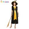 Orange And Unique Black Witch Cosplay Outfit Perfect For Halloween And Cosplay Events