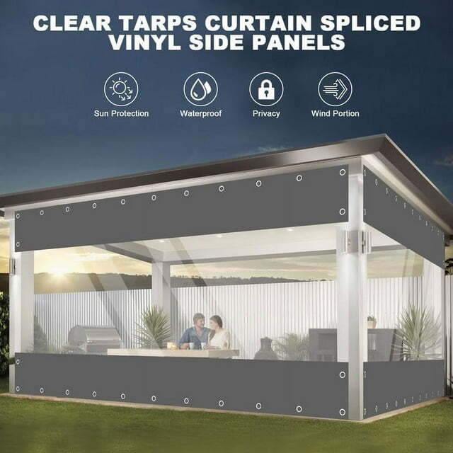 Outdoor Clear PVC Tarp Curtain Waterproof Heavy Duty Patio Rainproof Curtain