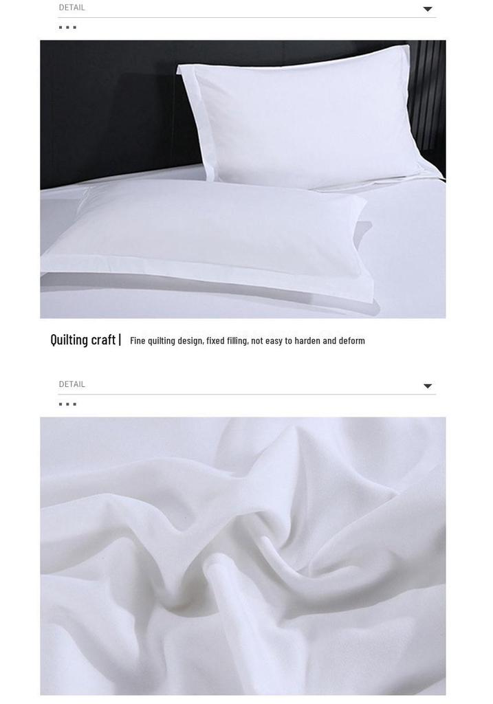 Washed Cotton 4-Piece White Bedding Set for Hotels and Guesthouses, Fitted Sheet Style