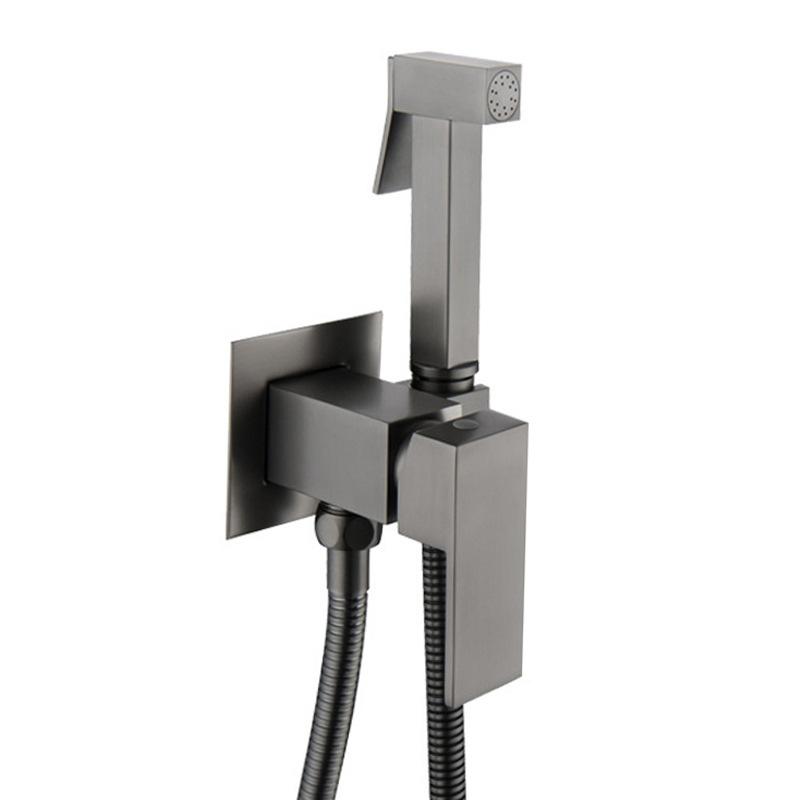 Matte Black Solid Brass (Copper Core) Handheld Bidet Sprayer - Wall-Mounted Health Faucet with Hose & Holder