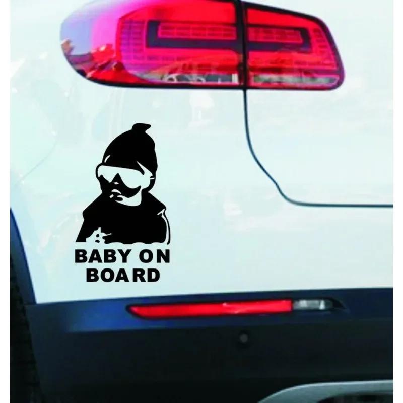NEW Car Stickers Creative BABY ON BOARD Rear Windshield Auto Stickers Rear Reflective Sunglasses Car Warning Decals Black White