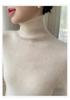 2025 A/W Women's Brushed Striped High-Neck Cashmere Sweater