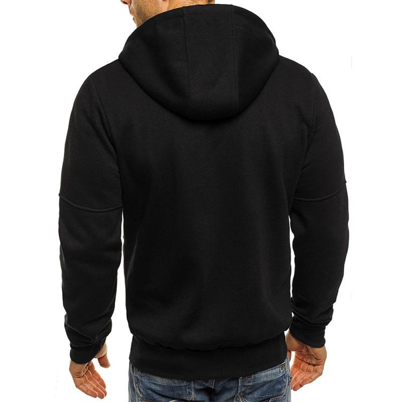 Men Keep Warm Hoodies Autumn and Winter Men's Hoodies Sweatshirts Contrast Color Slim Thickened Fleece Hoodies Casual Coat