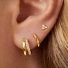3 Pcs Set Hoop Stud Earrings for Women, Multiple Piercing CZ Crystal Triangle Studs Stackable Huggie Earrings Set Jewelry