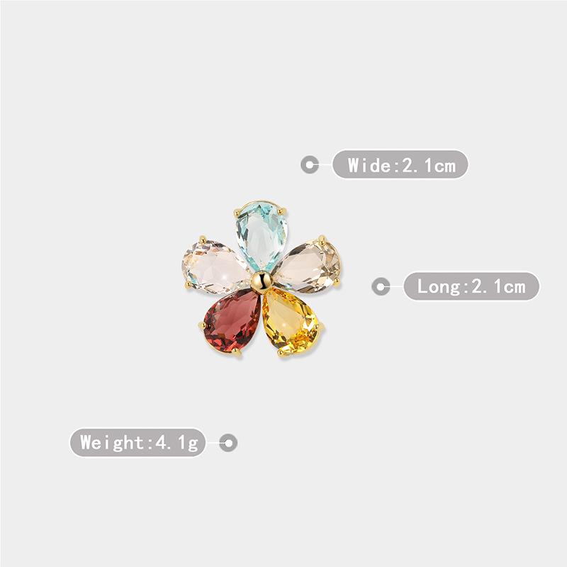 Five-Petal Flower Zircon Brooch Pin for Blouse Collars