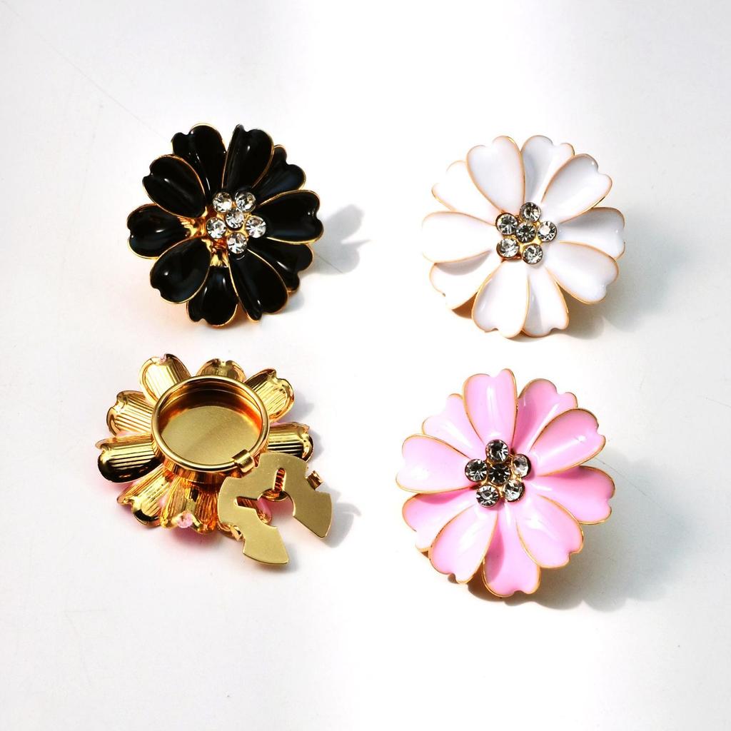 Petal Rhinestone Cufflinks Rhinestone Flower Shaped Decoration Button Cover Cufflinks For Women For Sewing Jeans Dress Fabric