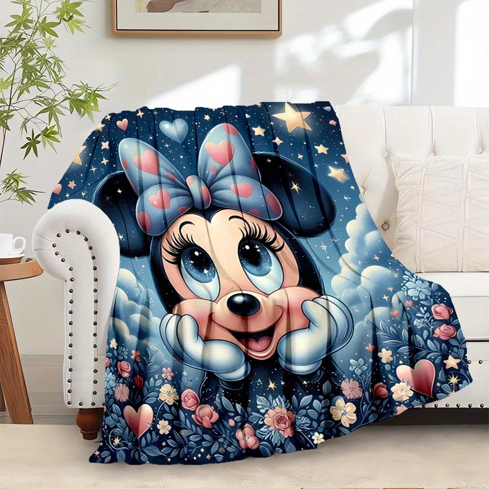 

1pc Velvet Bedding Throw Blanket - Cute Minnie Mouse Design with Hearts and Stars, 75x90cm