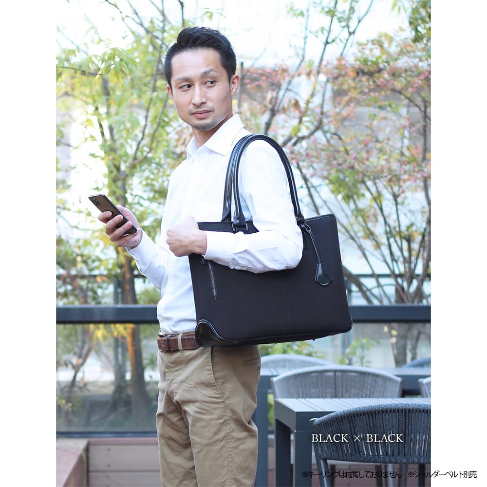 GOLDMEN Men's Lightweight Nylon Cordura Business Tote Bag, Fits A4 Sizes, PC, Shoulder Strap Sold Separately, GA204C (Navy X Camel)