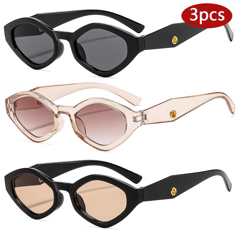 

Car Sun Glasses 3pcs Vintage Small Polygon Sunglasses Women Men Brand Designer Gradient Glasses Female Trends Outdoor Eyewear