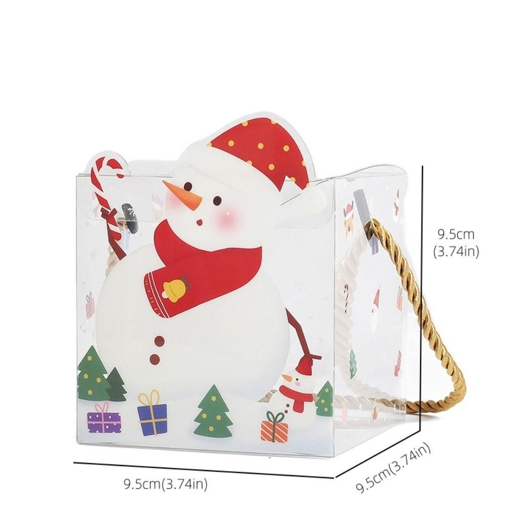5Pcs Santa Claus Gifts Wrap Handbag Cartoon Christmas Tote Bags Xmas Decoration Clear PVC Bag  Candy