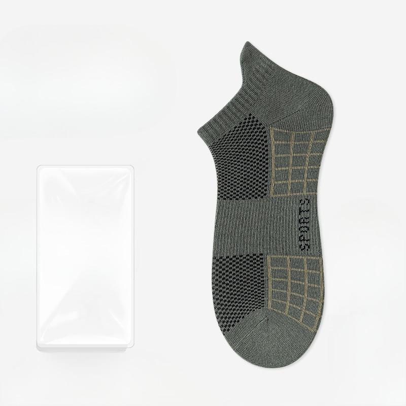 Men's Summer Pure Cotton Sports Deodorant Sweat Absorption Breathable Non Slip Heel Socks