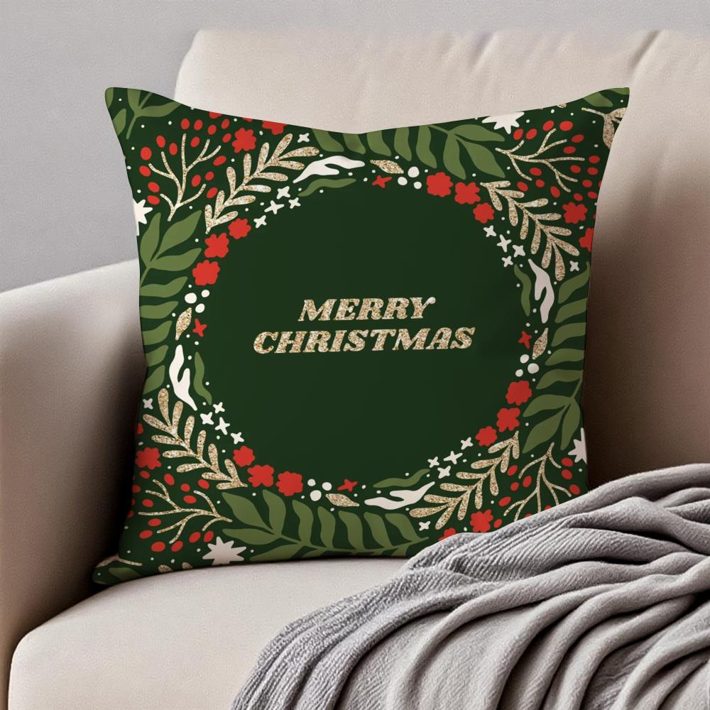 Christmas Materials Cushion Cover Pillowcase Antidustmite Invisible Zipper Short Plush Sofa Cushion