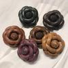 Luxury Camellia Leather Flower Brooch - Elegant Handmade 3D Corsage Pin for Women
