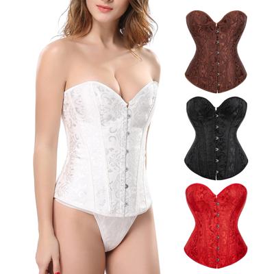 Women Shapewear Lace Up Overbust Corset Bustier Top Hourglass Figure Push-up Bodyshaper with