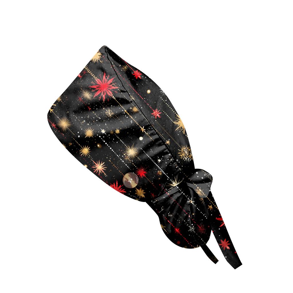 Christmas Cartoon Printed Medical Surgical Ponytail Cap Nurse Hair Care Baotou Scrub Cap Beauty Salon Nursing Hats for Men Women