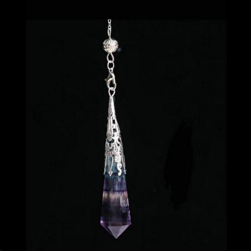Natural Crystal Pendant with Smoky Quartz, Amethyst, Brown Quartz, Obsidian, Tiger's Eye, and White Crystal
