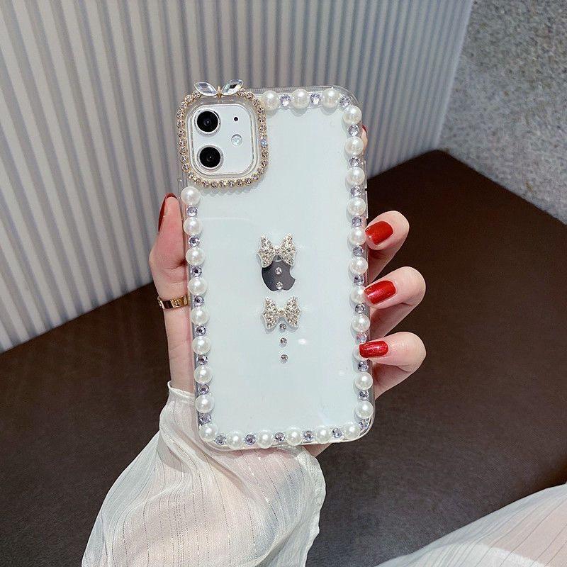 Applicable To iPhone16ProMax Mobile Phone Case 12/13 Apple 15 Women's 11 Hand Strap, Advanced Sense Ins Pearl Love