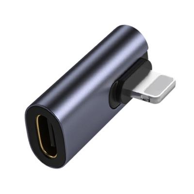 För iOS 8-stifts Hane till USB C Typ-C Hona Uttag Laddare Adapter Laddningskontakt för 13 12 90 Graders Rätt Vinkel