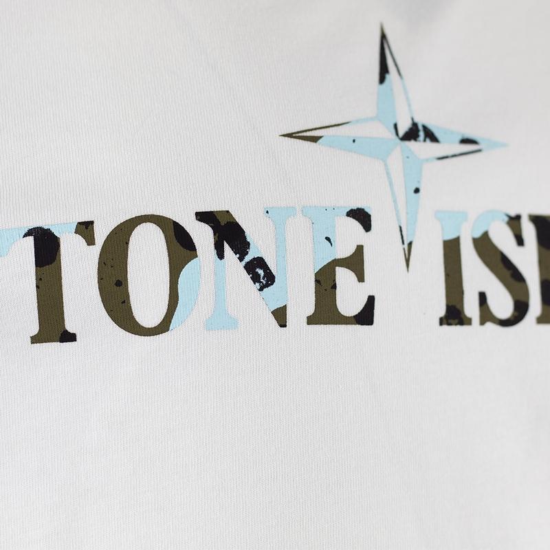 Stone Island T-Shirt With Letter Print Round Neck Cotton Short Sleeve Kids tops White 791621051-V0093