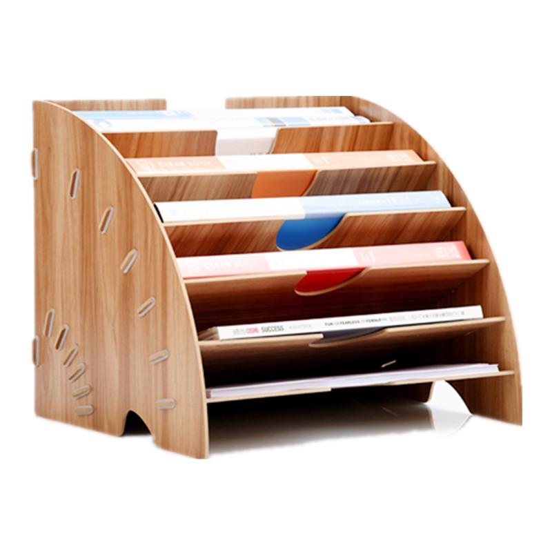 Multi-Layer Wooden Desktop Organizer for Office Supplies and A4 Documents