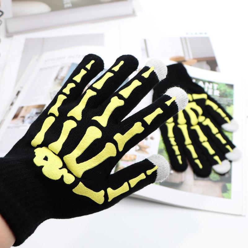 Herren Lustige Totenkopf-Klaue Fingerhandschuhe - Kreative Mode für Herbst und Winter