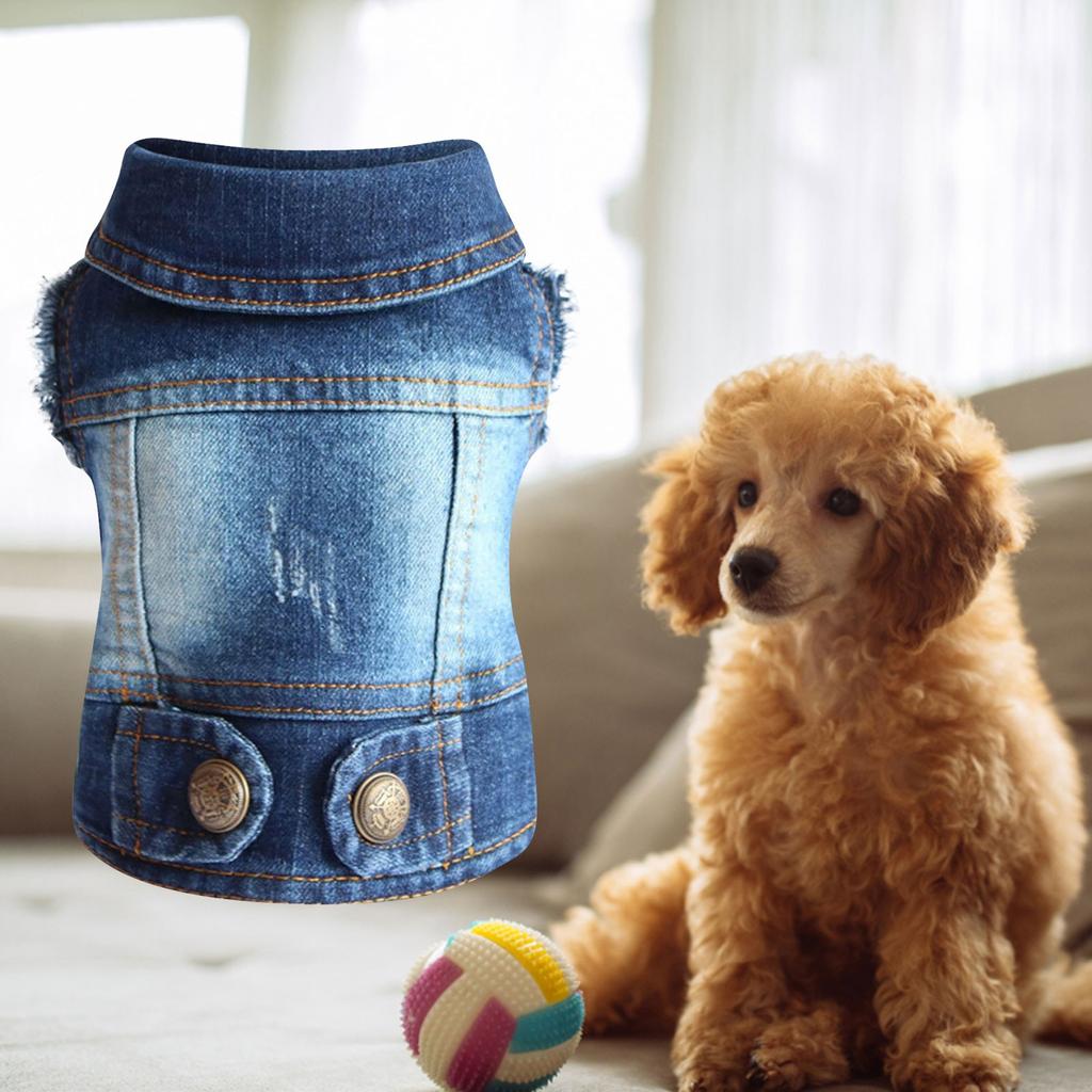 Denim Vest Jacket T-Shirt Cute Puppy Clothes, Comfortable Cool Clothing For Small Dogs