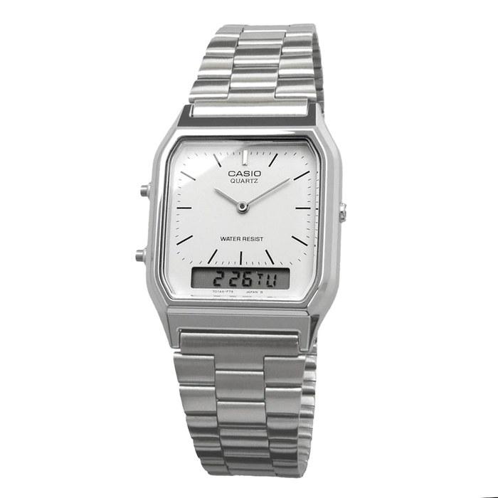 CASIO AQ-230A-7D Analog-Digital Metal Band Silver Watch