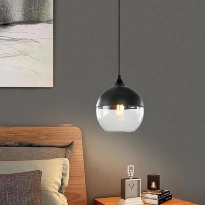 Moderne schwarz transparente Glaskugel Kronleuchter E27 Loft Hängeleuchte Café Esszimmer Schlafzimmer Küche Bar Leuchte