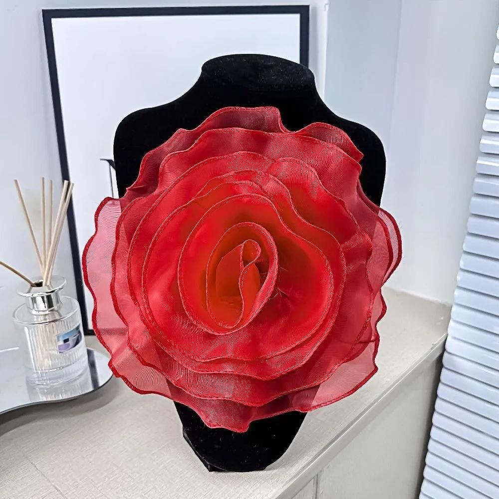 Multi-layer Organza Large Flower Patch Chest Flower Handmade Clothing Patch Brooch Accessories 3D Clothes Appliques Sewing