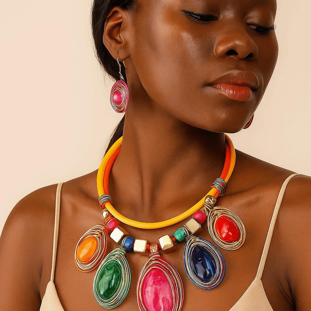 Hook Choker Costume Jewellery Pu Rope Dangle Earrings Earrings Necklace Set  Jewelry Gift