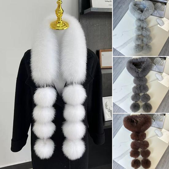 Faux Fur Scarf with Magnetic Closure Solid Color Soft Plush Design Scarf Wrap Windproof