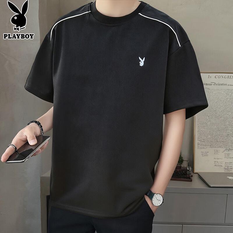 PLAYBOY Men s Round Neck Short Sleeve Loose T-Shirt XL