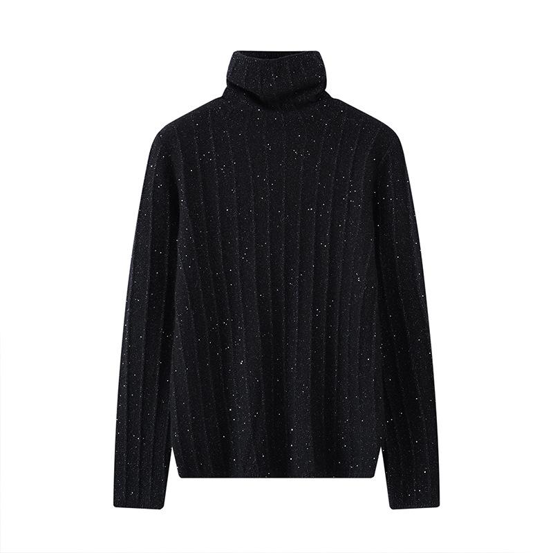 Autumn And Winter New Cashmere Sweater Women'S Heap Neck Sweater Loose Knitted Sweater Versatile Pullover Warm Bottoming Shirt