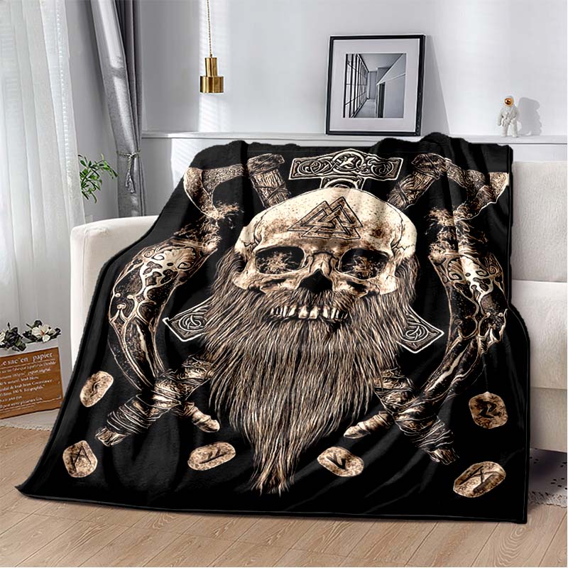 3D Viking Odin Valhalla Nordic Mythology Symbols Blanket,Soft Throw Blanket for Home Bedroom Bed Sofa Picnic Office Travel Cover