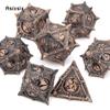 7 Pcs Yellow Eyes Metal Dice Solid Metal Polyhedral Dice Set Suitable for Role-Playing RPG  Board Game Dice Role-Playing RPG