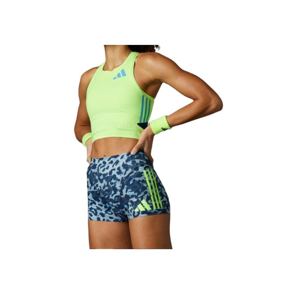Adidas Striped High-Waisted Elastic Waist Sports Shorts Women Shorts Blue IT5775