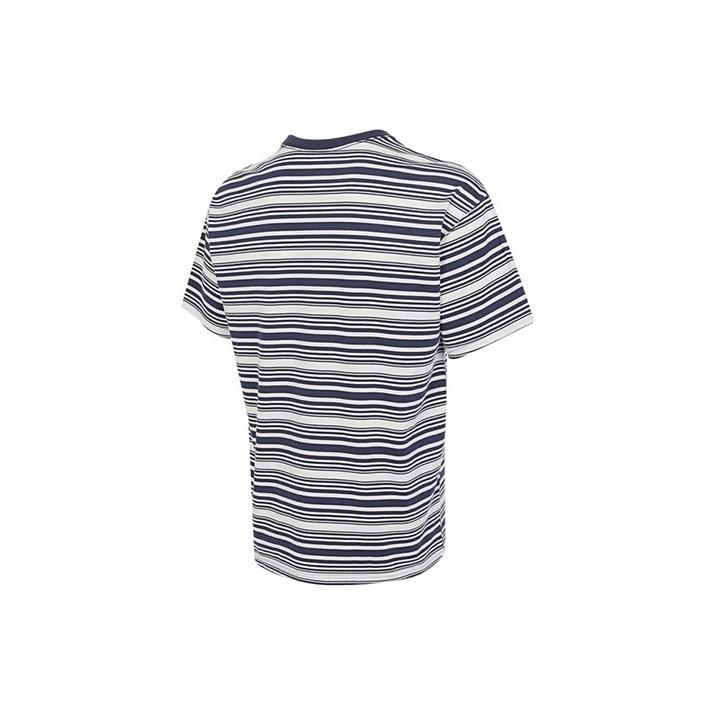 Nike Pasiasty T-shirt Casual z Okrągłym Dekoltem i Krótkim Rękawem dla Mężczyzn, Biało-Niebieski