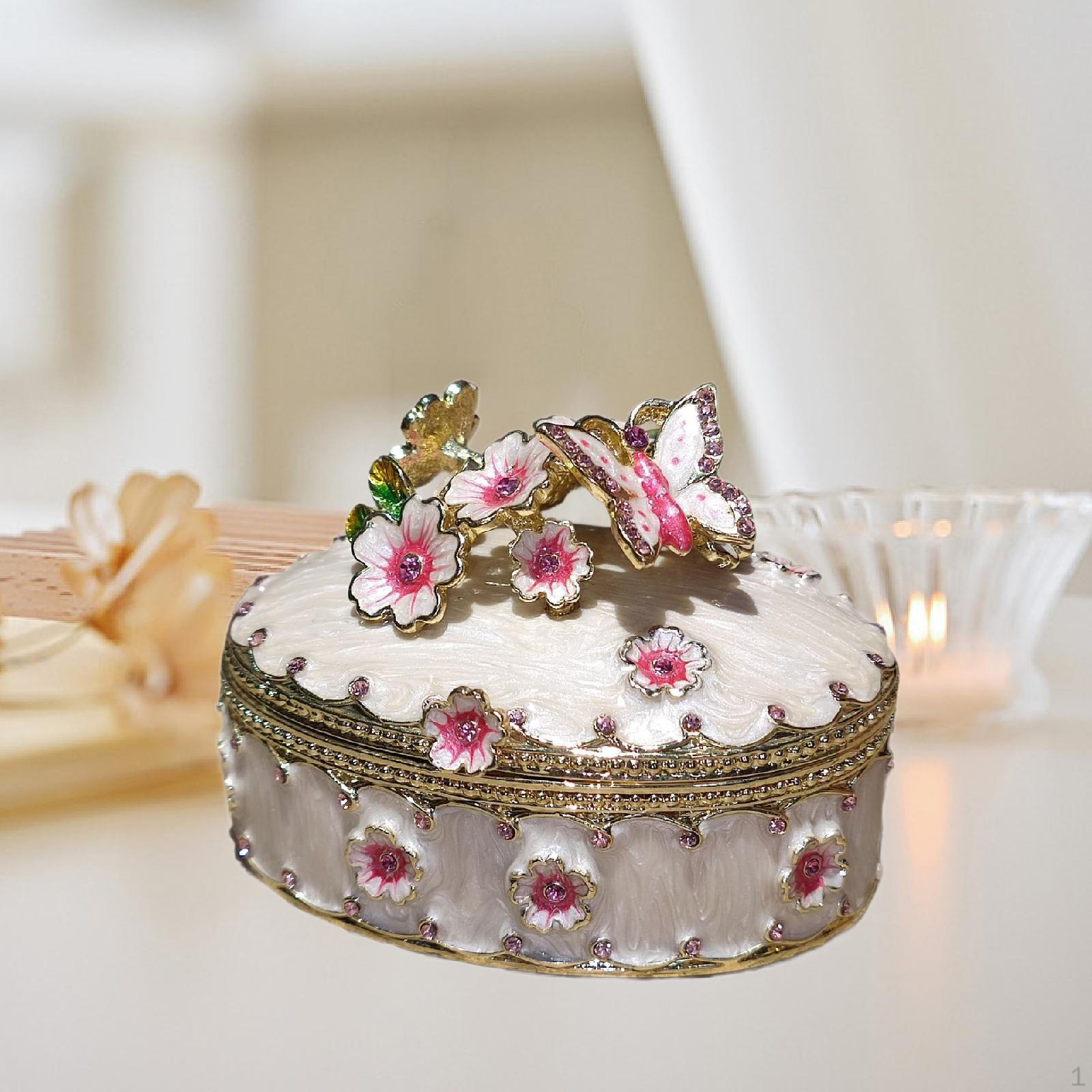 

Шкатулка для хранения украшений Cherry Blossoms, эмалированный держатель для сережек-гвоздиков белый