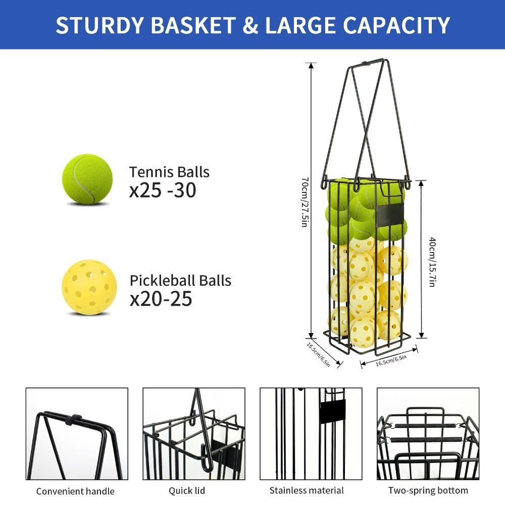 Large Capacity Tennis Balls Collector Ergonomic Handle Tennis Ball Hopper  Tennis Accessories