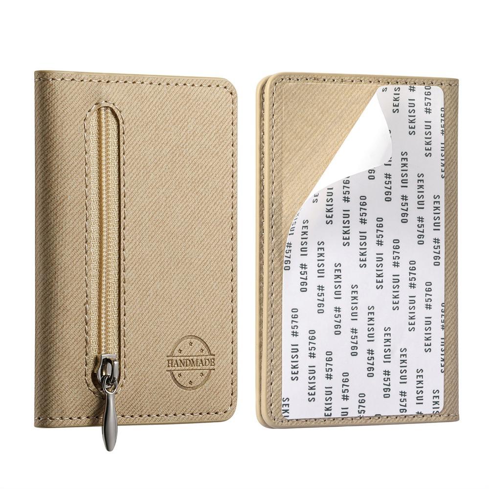 

New PU Leather Phone Card Bag RFID Blocking Self-adhesive Phone Wallets Solid Color Phone Card Slot Holder Phone Accessories