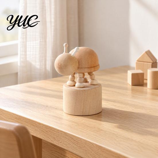 DIY Hand Painted Wood Crafts Wooden Movable Joints Animal Ornament, Doll Joint Ornaments Figures, Natural Decorative Desktop Art for Kids and