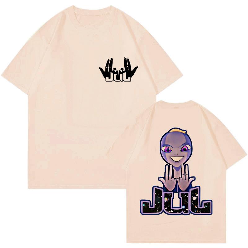 Rapper Jul Gesture Logo Printed Tshirt Unisex and Women Summer Cotton Y2K Clothing Hip Hop Fashion Short Sleeve Tops Streetwear
