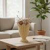 Rattan Style Flower Basket Decorative Vase for Home Decoration Plastic Wicker Indoor Use