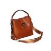 Korean Style Genuine Leather Double Strap Crossbody Bucket Bag
