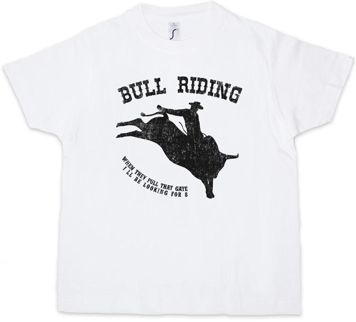 

BULL RIDING Kids Boys T-Shirt Rodeo Rider Stockman Cattleman Bulls Cowboy- 120