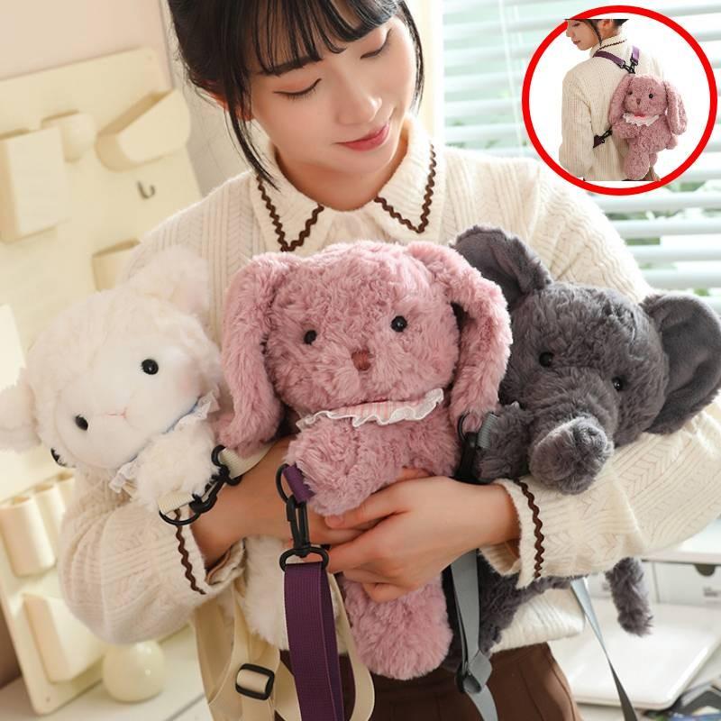 Backpack Plush Zipper Teddy Bear Cartoon Animals Fill Doll Stuffed Toy Xmas Gift