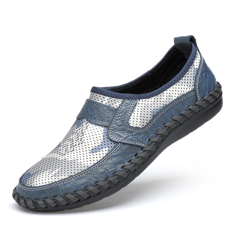 

Бренд Мужская обувь 2025 Лето Дышащая сетчатая обувь Мужская повседневная обувь Кожаная Модная летняя обувь Мужская Мягкая Удобная 38 синий
