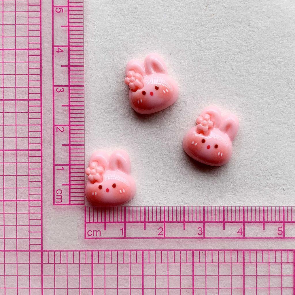 10Pcs Bright Surface Powder Blusher Bunny Series Resin Scrapbook DIY Fashion Hair Clip Mobile Phone and Hats Accessories Bead