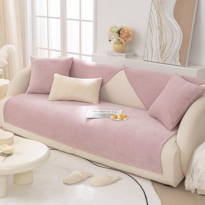 Dickes, rutschfestes Sofatuch, weicher, gesteppter Sofabezug aus Plüschsamt, einfarbig, kurzer Sofabezug aus Plüsch für das Wohnzimmer